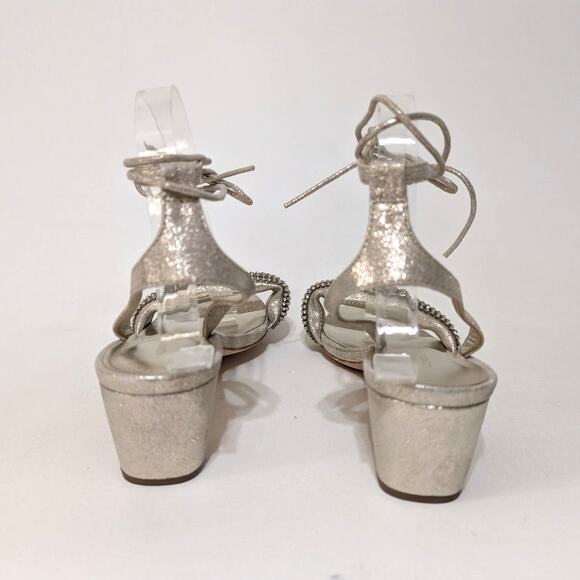 Loeffler Randall Jackie Rhinestone Ankle Strap Sandals Heels Metallic Size 9.5 - Picture 10 of 13